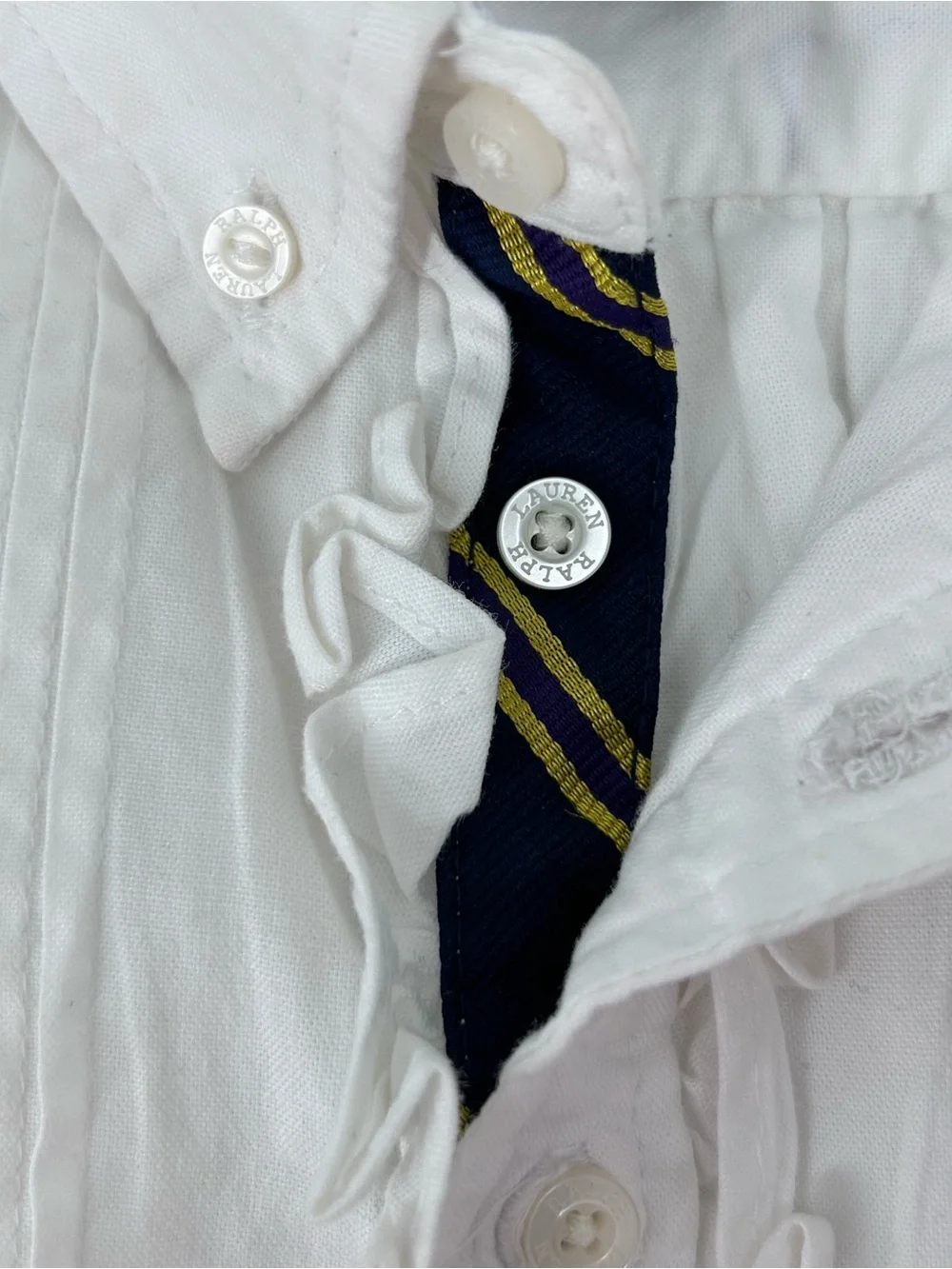 Polo Ralph Lauren Girls White Ruffled Oxford Button Down Shirt Size 4T